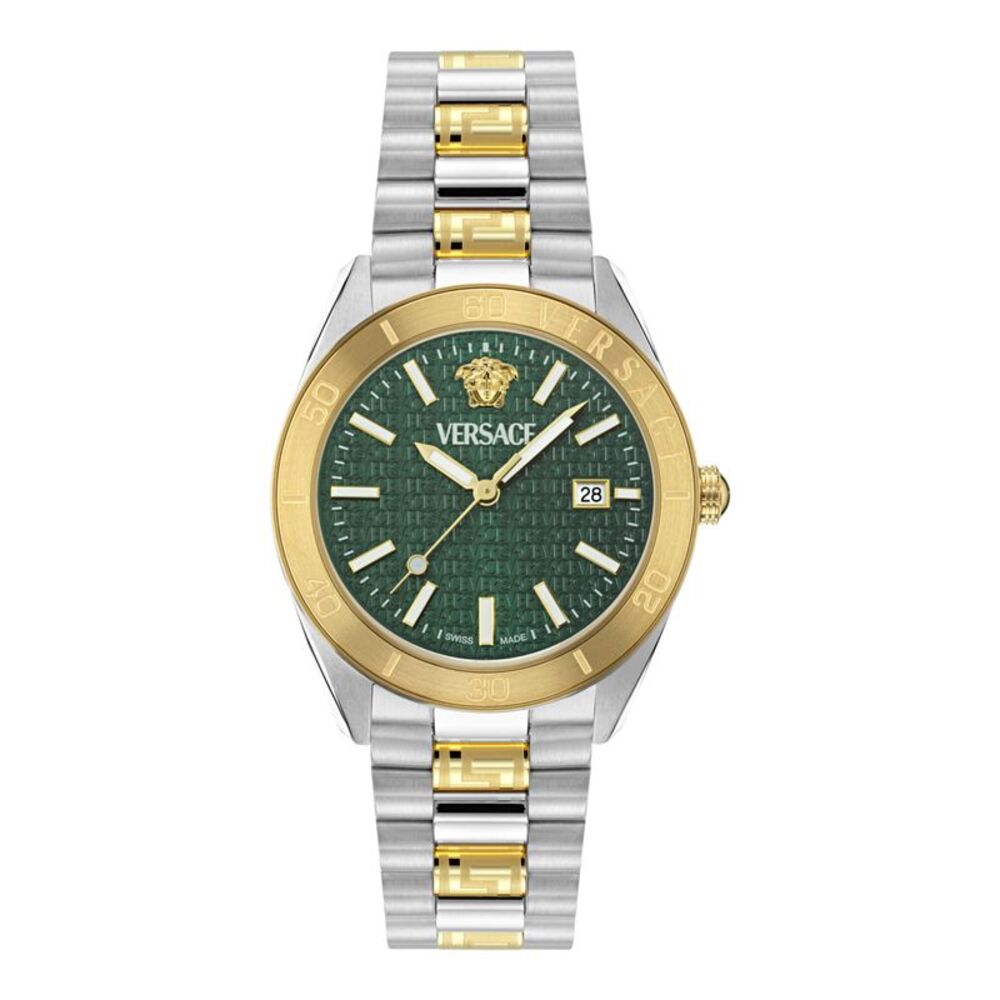 Versace V-Dome Bracelet Watch Two Tone Mens